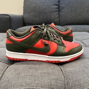 Nike Dunk Low Retro – Red/Green, Size 10